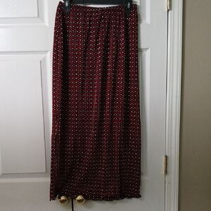 Choices pull on elastic waist black white red pink pleated skirt Sz M NWOT